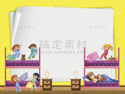 孩子们在卧室里的纸设计