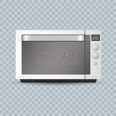 微波炉在透明背景..可编辑的现实矢量插图。