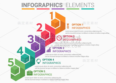 INFOGRAPHICS元素抽象设计排名前五的列表模板