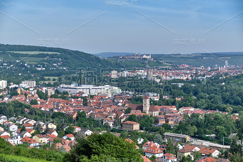 美丽的风景到城市Würzburg