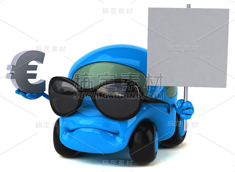 有趣的汽车- 3D插图