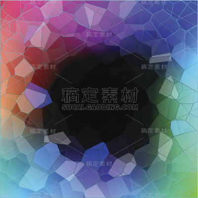 彩色抽象水晶背景与黑暗中心。