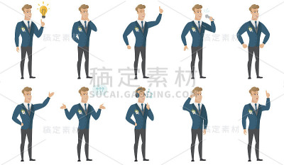 矢量插图集与新郎字符