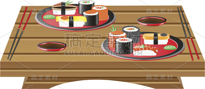 苏琦的木桌上有矢量插图