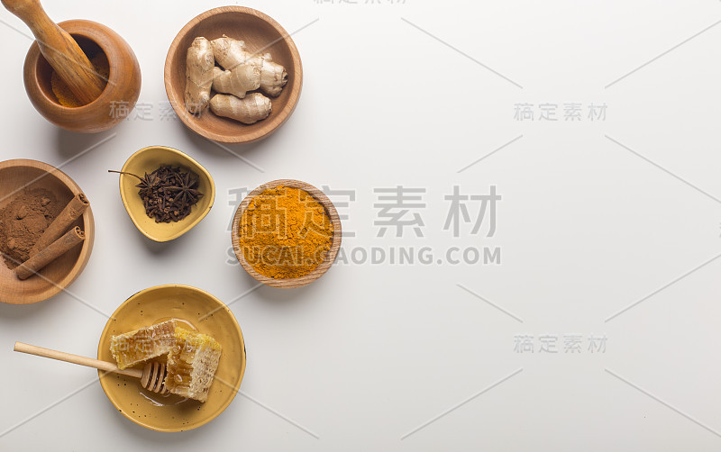 姜黄粉，姜黄根，肉桂，生姜，蜂窝