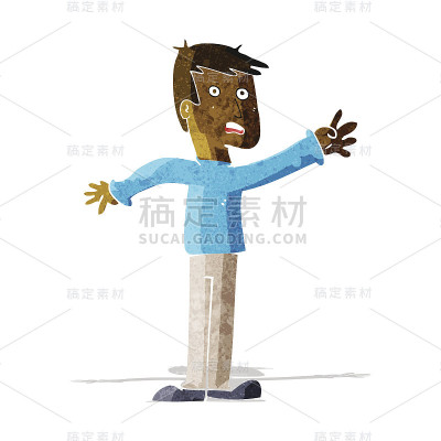 卡通发愁人伸手