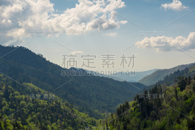 阳光明媚的山层