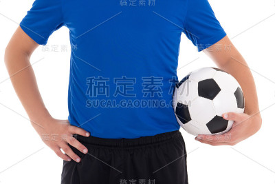 穿蓝色球衣的足球运动员