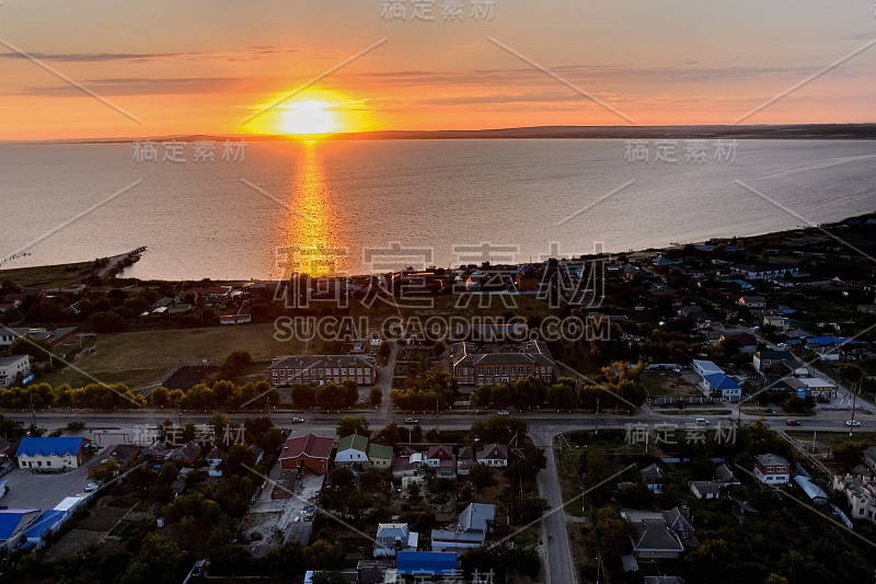 Sunset over the Gulf of Taman. Russia