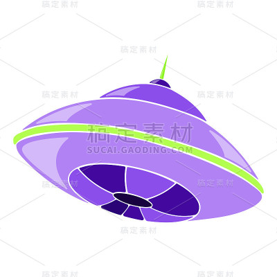 矢量插图的飞碟，不明飞行物，外星船，不明飞行物日卡