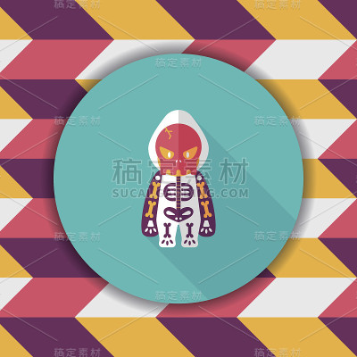 Skeleton flat icon with long shadow,eps10