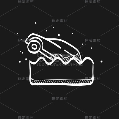 素描图标在黑色-淹死的汽车