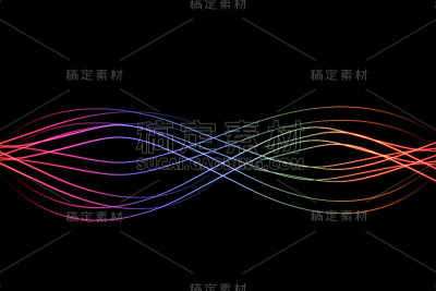 黑色背景上抽象多彩的线条。
