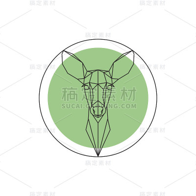 鹿头的矢量几何图像