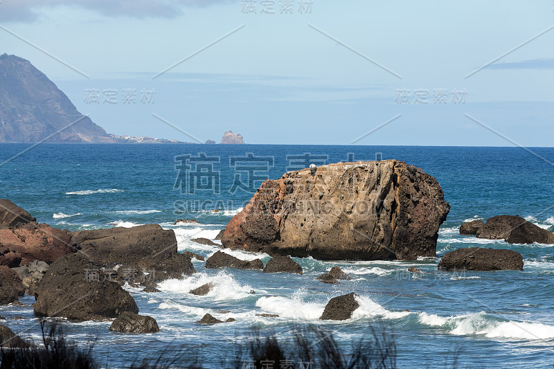 葡萄牙圣维森特地区马德拉北部海岸线的景色