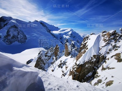 Chamonix Aiguille du midi法国勃朗山山脉滑雪滑雪单板滑雪