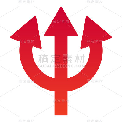 三叉戟一行图标。魔鬼干草叉邪恶的叉子标志。万圣节派对矢量设计概念，轮廓风格象形文字上的白色背景。