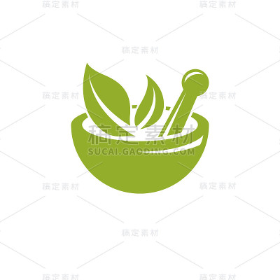 臼和杵孤立在白色的矢量插图。另类医学概念，植物疗法象征。