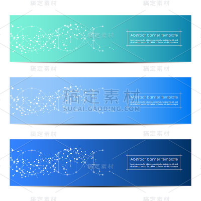 科技横幅。DNA分子结构背景。科技观念。矢量图