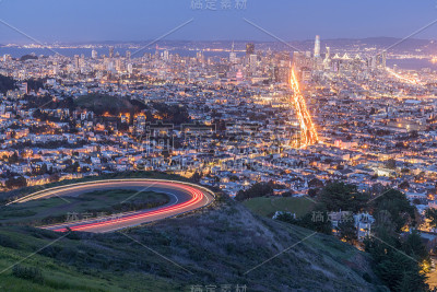 旧金山全景夜景。