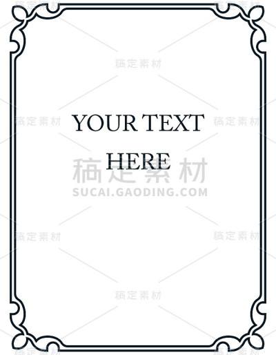 简单的矢量线边框框架孤立的插图