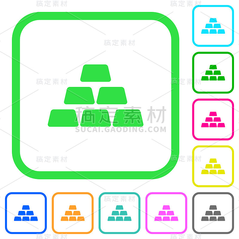 堆叠的金条鲜艳的彩色平面图标