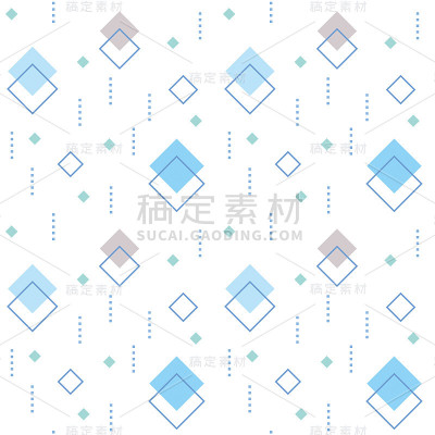 正方形和虚线的几何无缝图案