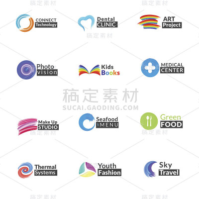 一套不同的标志，标志，符号设计