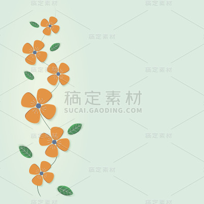波浪形树枝上的精致花朵。