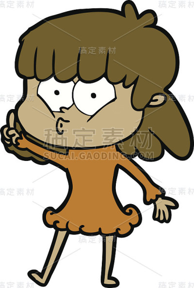 卡通女孩吹口哨