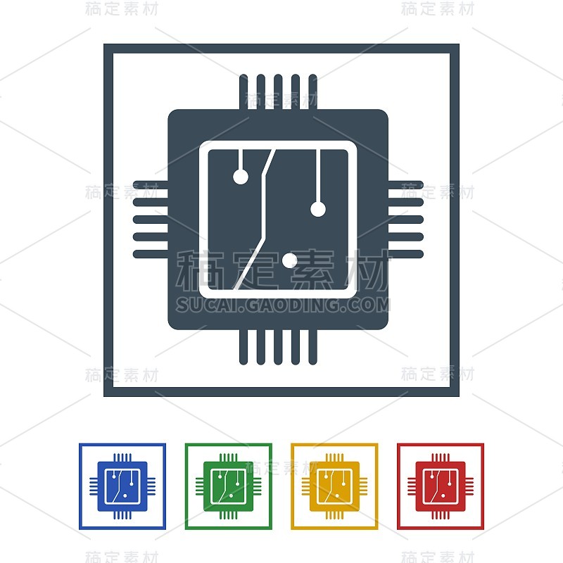 处理器图标隔离在白色背景