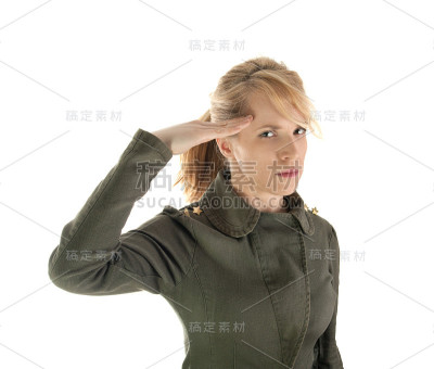 金发碧眼的士兵的女孩