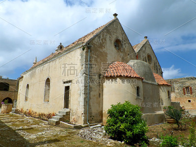 希腊克里特岛Rethymno Arkadi修道院的威尼斯巴洛克教堂后殿