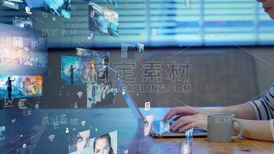 视觉内容的概念。社交网络服务。流媒体视频。通信网络。