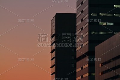 日落和建筑