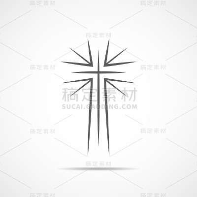 黑色基督教十字标志。矢量插图。