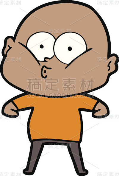 卡通秃头凝视
