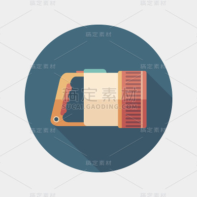 水下手电筒平面圆形图标与长阴影。