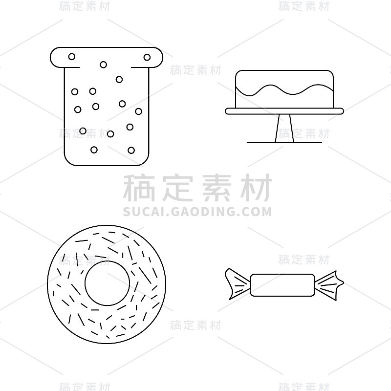 食物和饮料线性图标设置