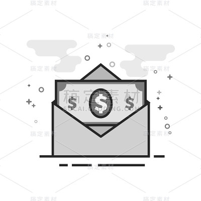 扁平的灰度图标-钱信封