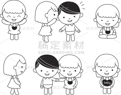 怀孕的漂亮女孩。矢量图