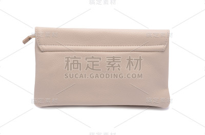 米色皮革离合器孤立在白色