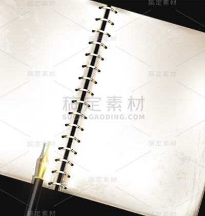 老式记事本和金色钢笔