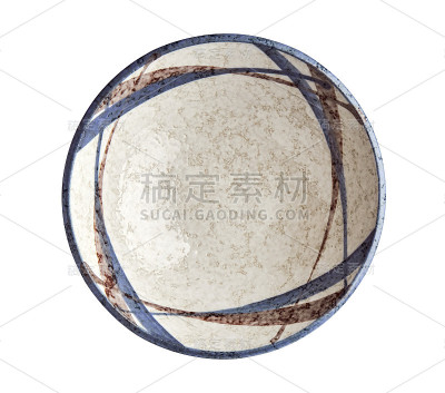 古董陶瓷碗，空碗孤立在白色背景与剪切路径，俯视图