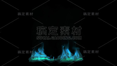 蓝色的火焰从地面升起。烟的食物。