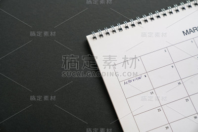 面试记录在日历上。提醒的概念。