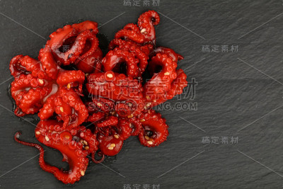 海鲜小章鱼沙拉小吃黑