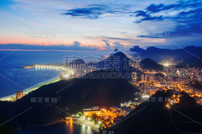 里约热内卢博塔弗戈和科帕卡巴纳海滩的景色