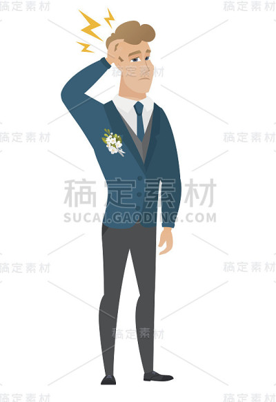 头顶闪电的白人新郎