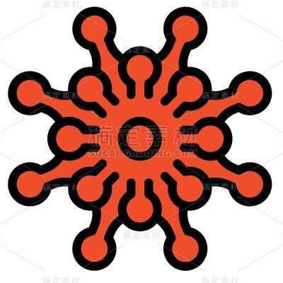 病毒或细菌矢量插图，填充样式图标